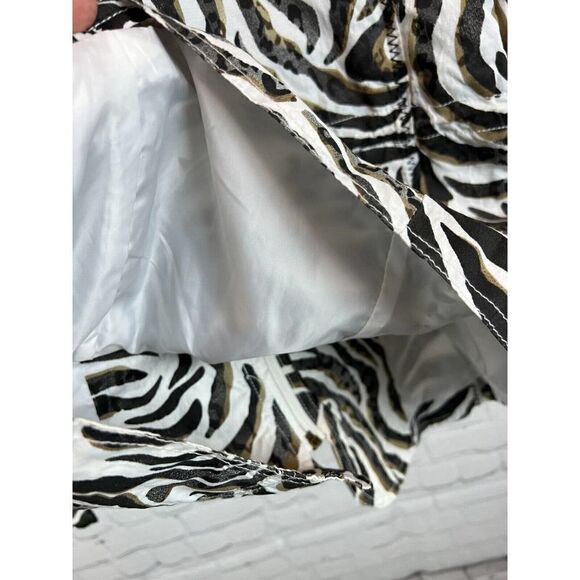 CHICO'S black white zebra animal print full zip jacket blazer rain coat 0 S NWT - Picture 6 of 8